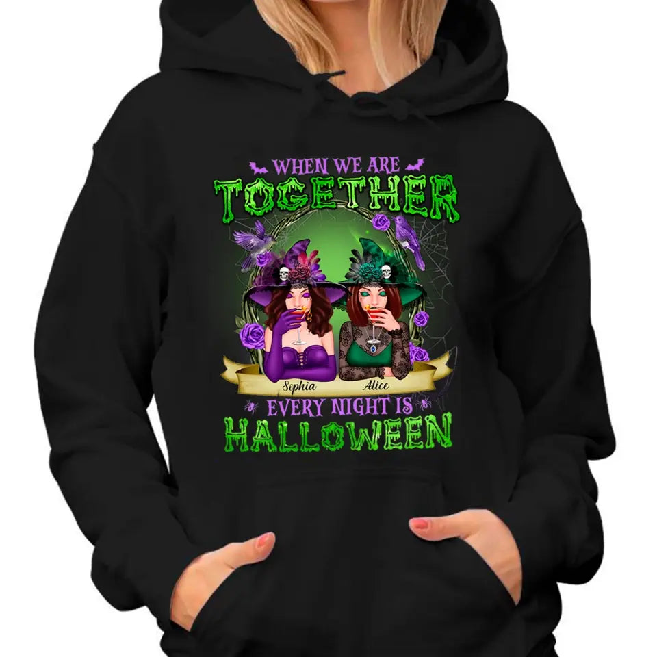 Green And Purple Witch Best Friends Sisters Personalized Shirt, Hoodie