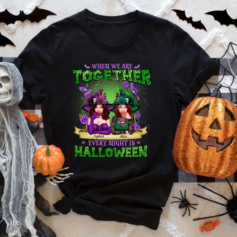 Green And Purple Witch Best Friends Sisters Personalized Shirt, Hoodie