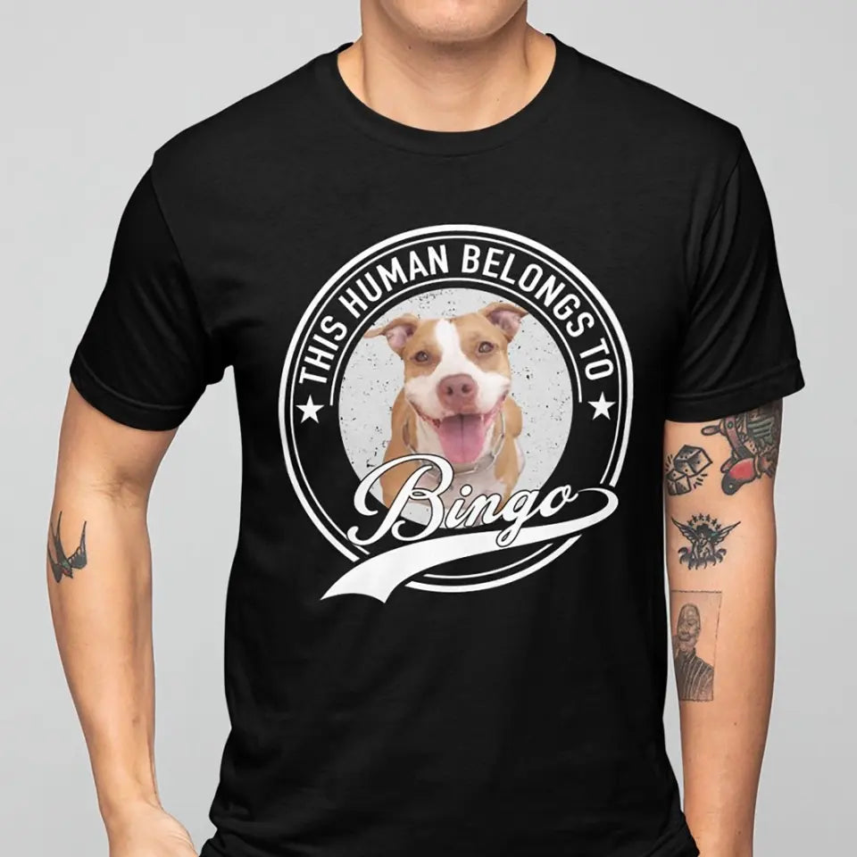 Human Belongs To Dog Cat - Personalized Custom Photo Dog Cat Pet Unisex Shirt