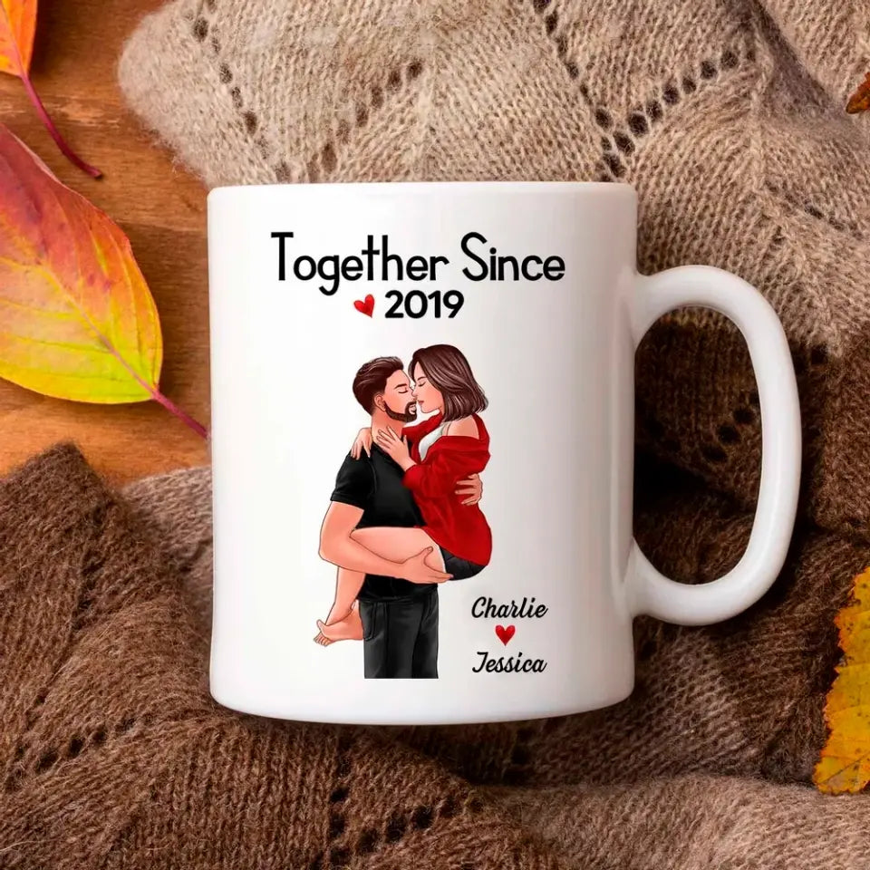 Man Holding Woman Kissing Together Since Gift For Couple Personalized Mug