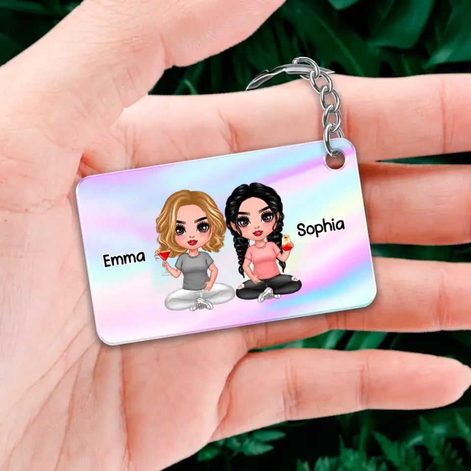 Our Friendship Is A True Blessing Pretty Doll Women Besties Sisters Personalized Acrylic Keychain