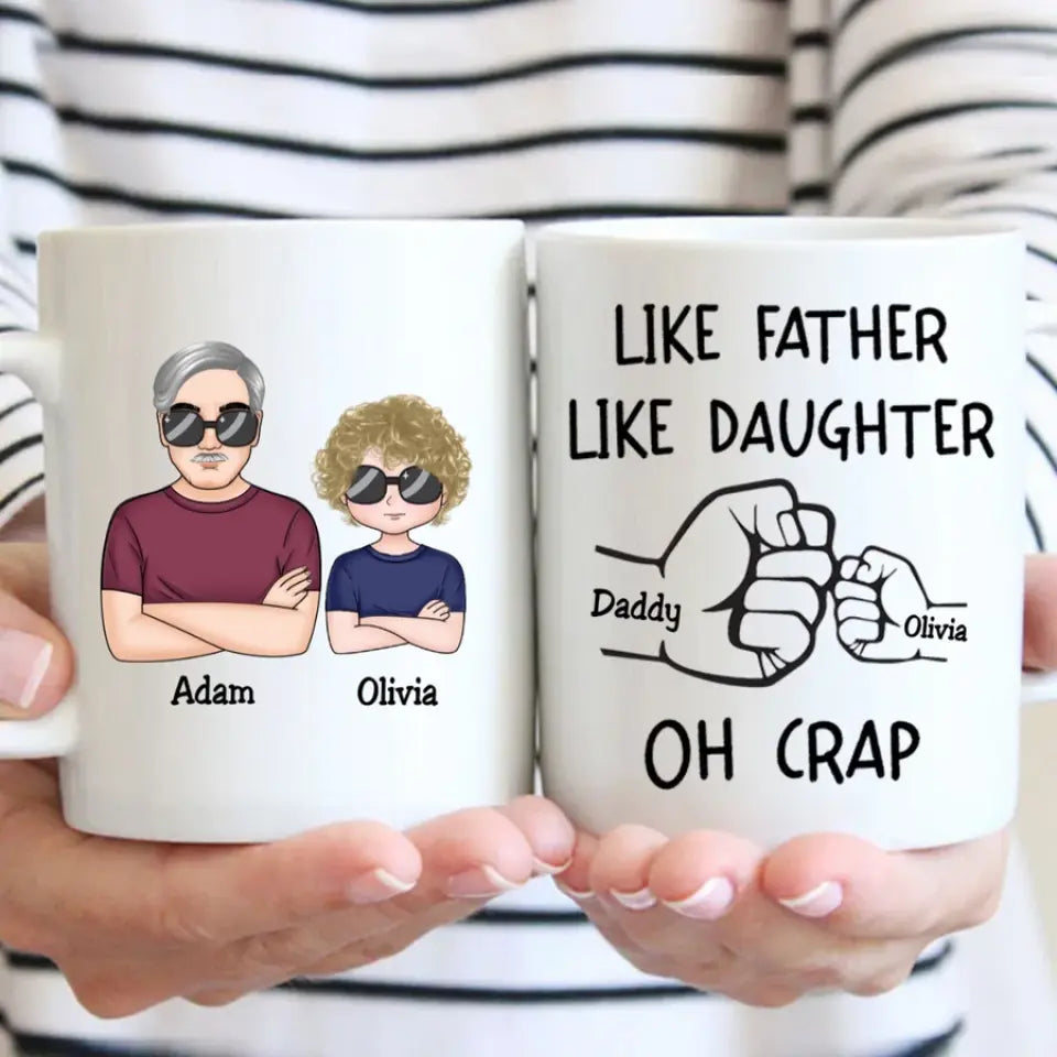 Father's Day - Like Father Like Daughter Fist Bump Handshake - Personalized Mug