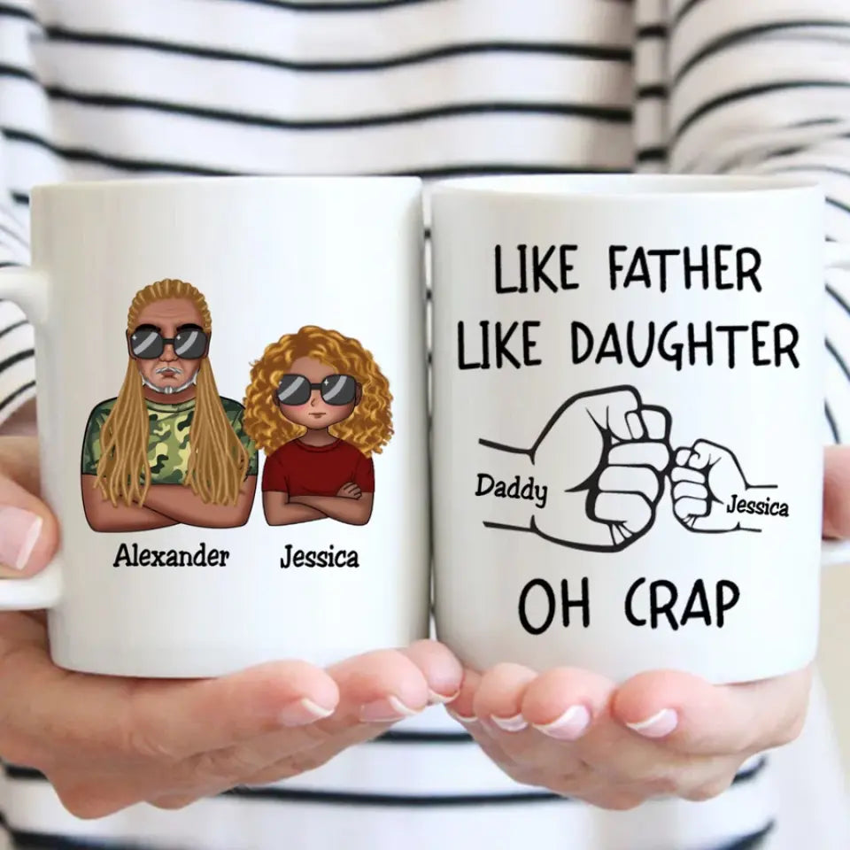 Father's Day - Like Father Like Daughter Fist Bump Handshake - Personalized Mug