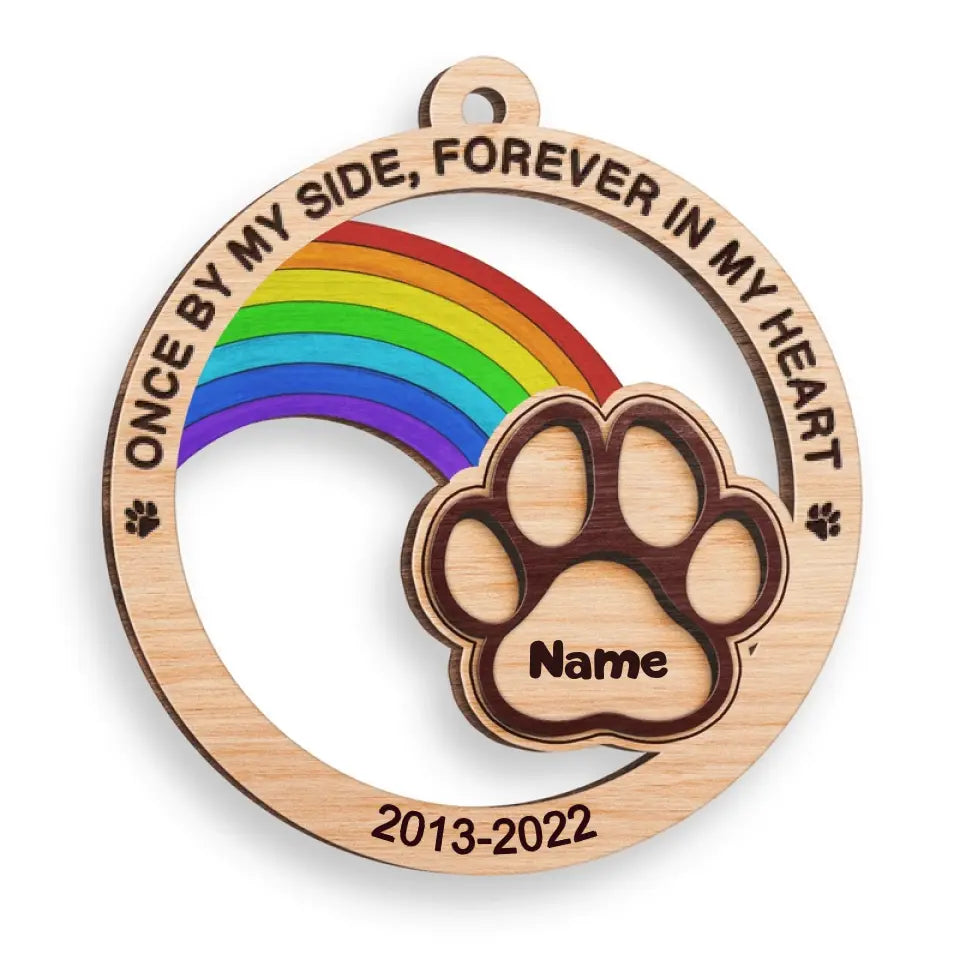 Once By My Side Forever In My Heart - Memorial Personalized Custom Ornament - Wood Round Shaped - Christmas Gift, Sympathy Gift For Pet Owners, Pet Lovers