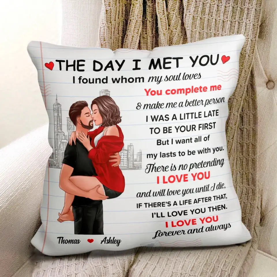 Love You Forever And Always Man Holding Woman Kissing Personalized Pillow