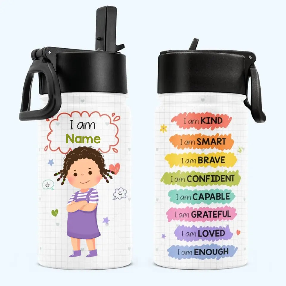 Kind Smart Loved - Personalized Kids Water Bottle With Straw Lid