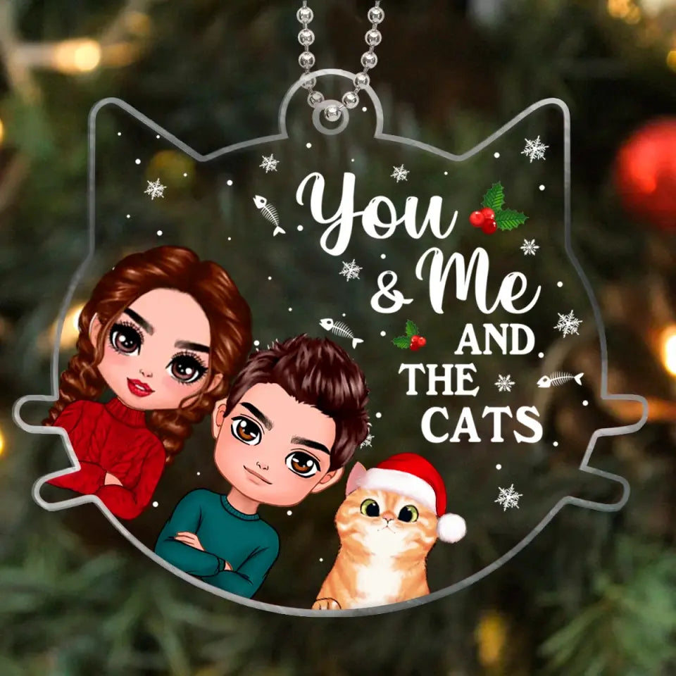 Couple And The Cats Funny Expressions Personalized Acrylic Ornament