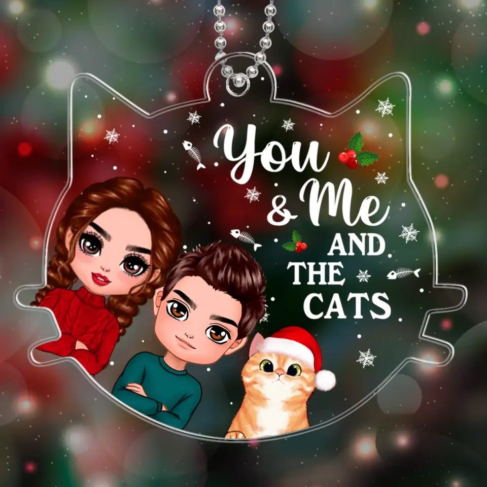 Couple And The Cats Funny Expressions Personalized Acrylic Ornament