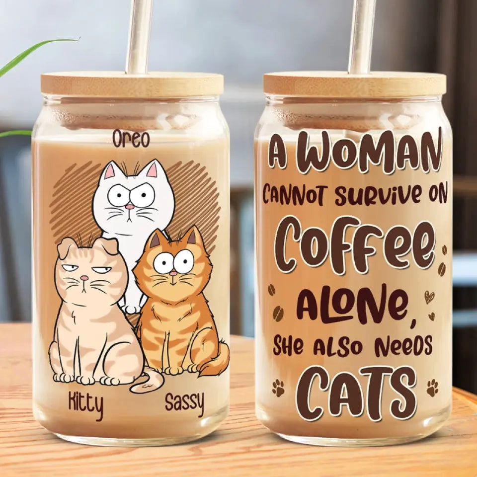 I Like Coffee, My Cats And Maybe 3 People - Cat Personalized Custom Glass Cup, Iced Coffee Cup - Gift For Pet Owners, Pet Lovers