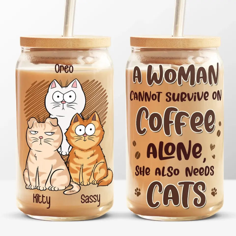 I Like Coffee, My Cats And Maybe 3 People - Cat Personalized Custom Glass Cup, Iced Coffee Cup - Gift For Pet Owners, Pet Lovers