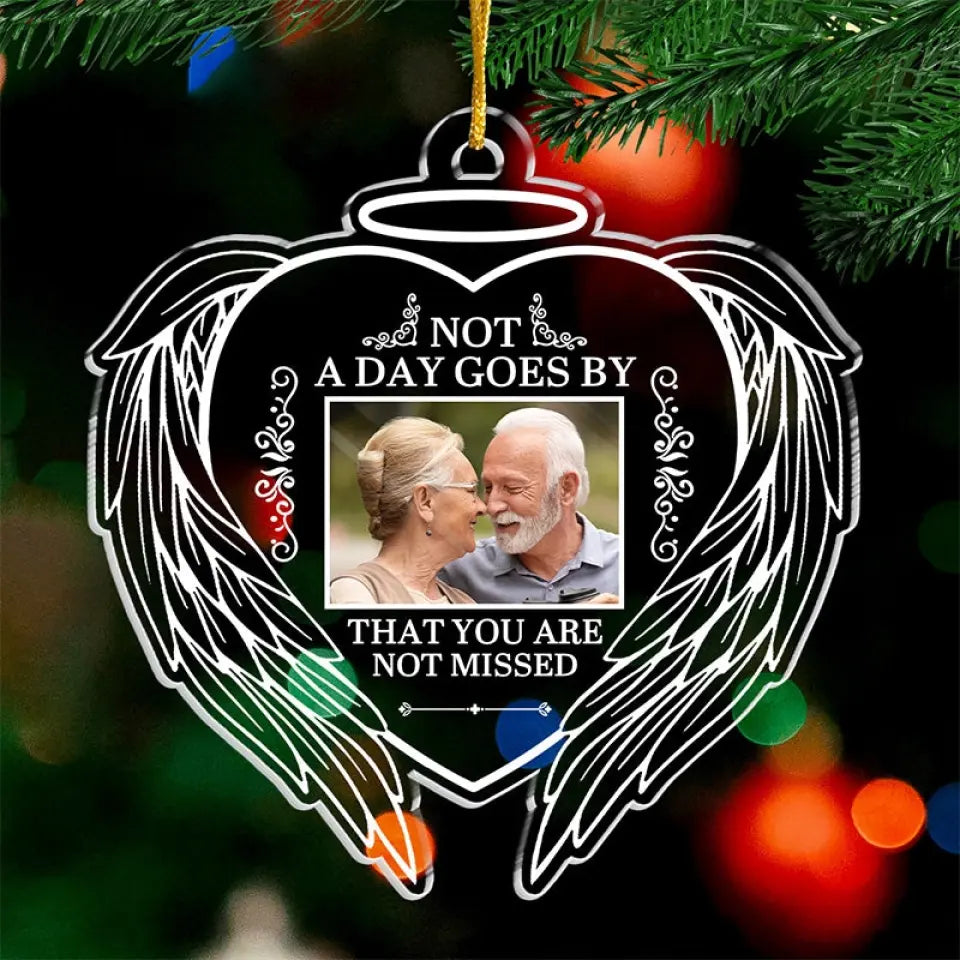 Custom Photo Although You Cannot See Us We Are Always With You - Memorial Personalized Custom Ornament - Acrylic Heart Shaped - Sympathy Gift For Family Members