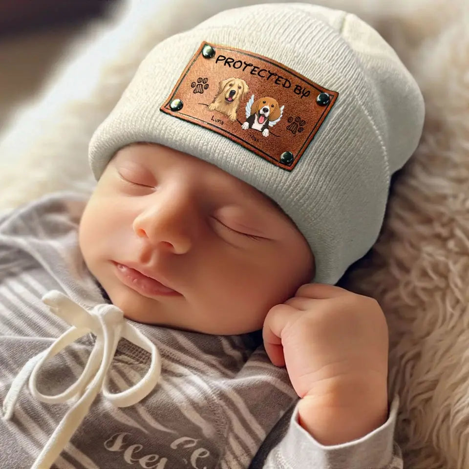 Custom Dog Cat Breed Beanies for Baby Newborn Kid Adult, Protected by Pet, Personalized Birthday Gift