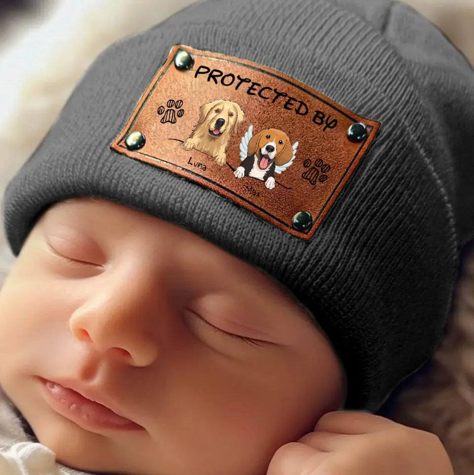 Custom Dog Cat Breed Beanies for Baby Newborn Kid Adult, Protected by Pet, Personalized Birthday Gift