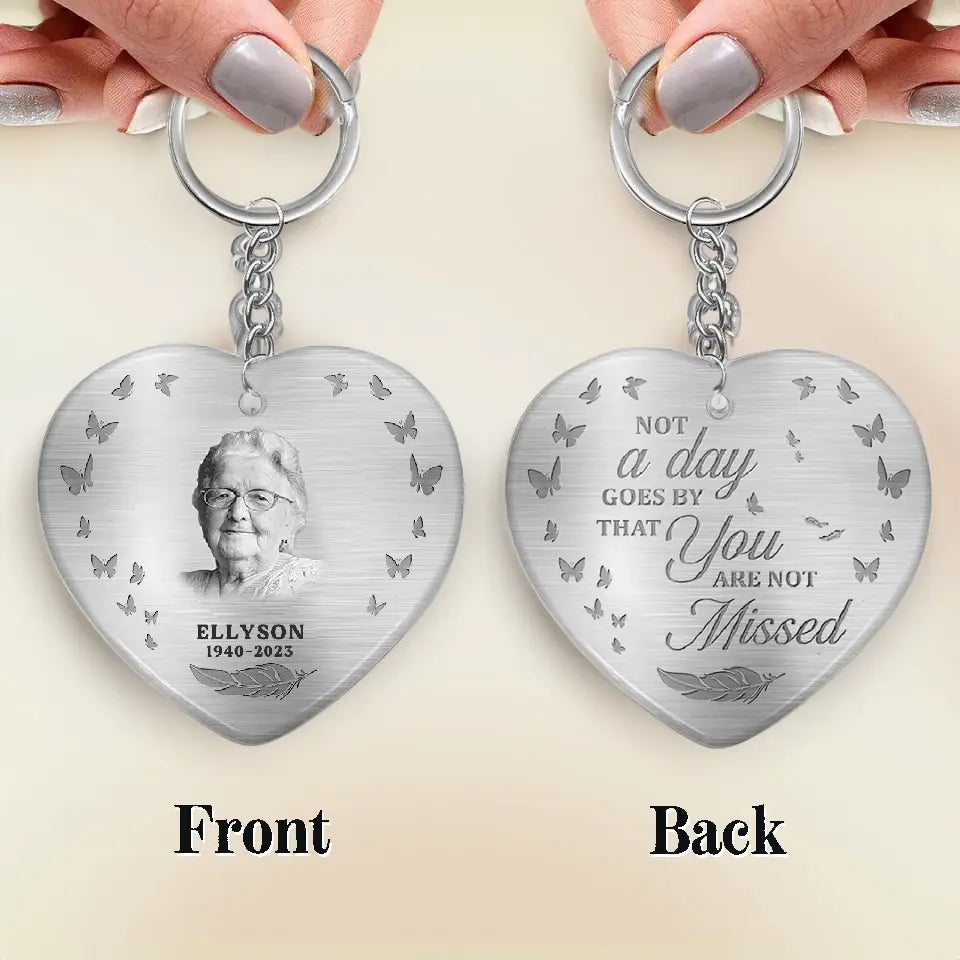 Custom Photo Not A Day Goes by that You are Not Missed - Commemorative Personalized Keychain - Sympathy Gift for Family Members