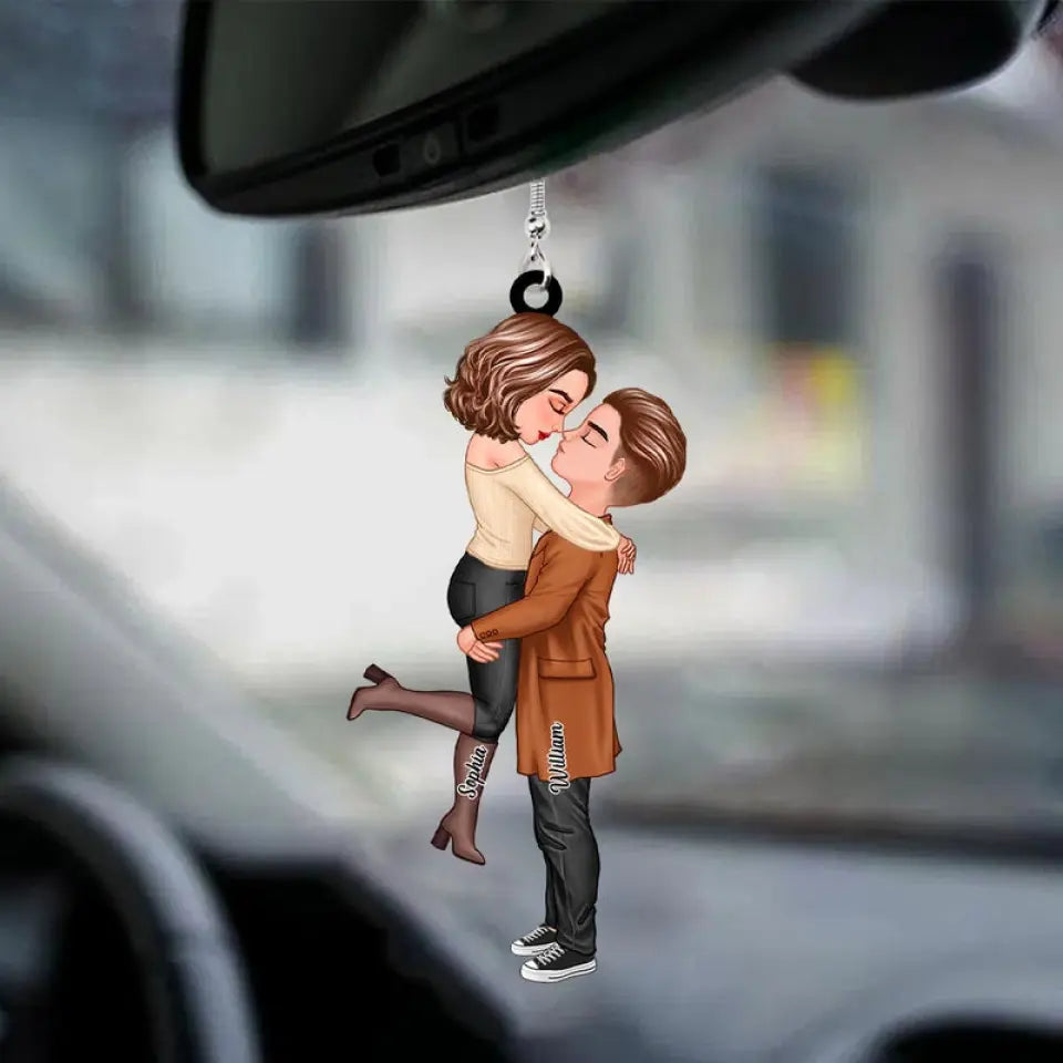 Personalized Ornament Hug Couple Fall Autumn, Car Ornament For Lover