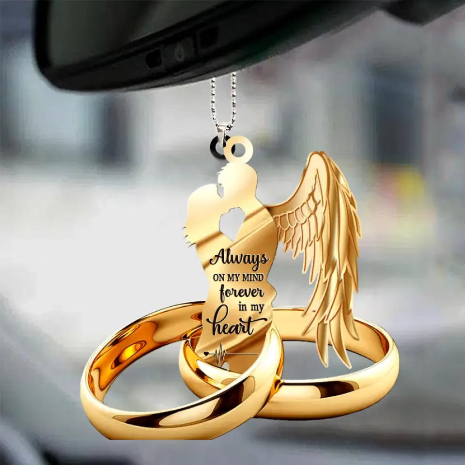 Customized Husband Wife With Wings Wedding Rings Family Loss Memorial Acrylic Ornament