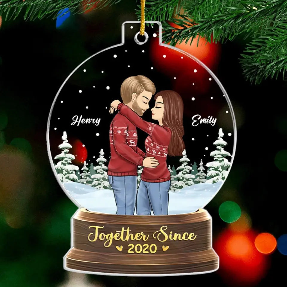 Together Till The End - Couple Personalized Custom Ornament - Acrylic Snow Globe Shaped - Christmas Gift For Husband Wife, Anniversary