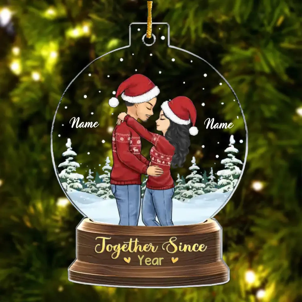 Together Till The End - Couple Personalized Custom Ornament - Acrylic Snow Globe Shaped - Christmas Gift For Husband Wife, Anniversary