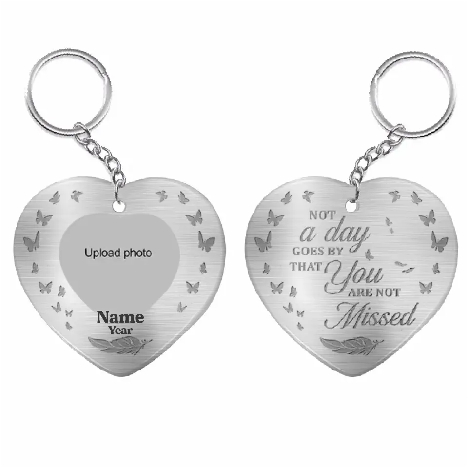 Custom Photo Not A Day Goes by that You are Not Missed - Commemorative Personalized Keychain - Sympathy Gift for Family Members