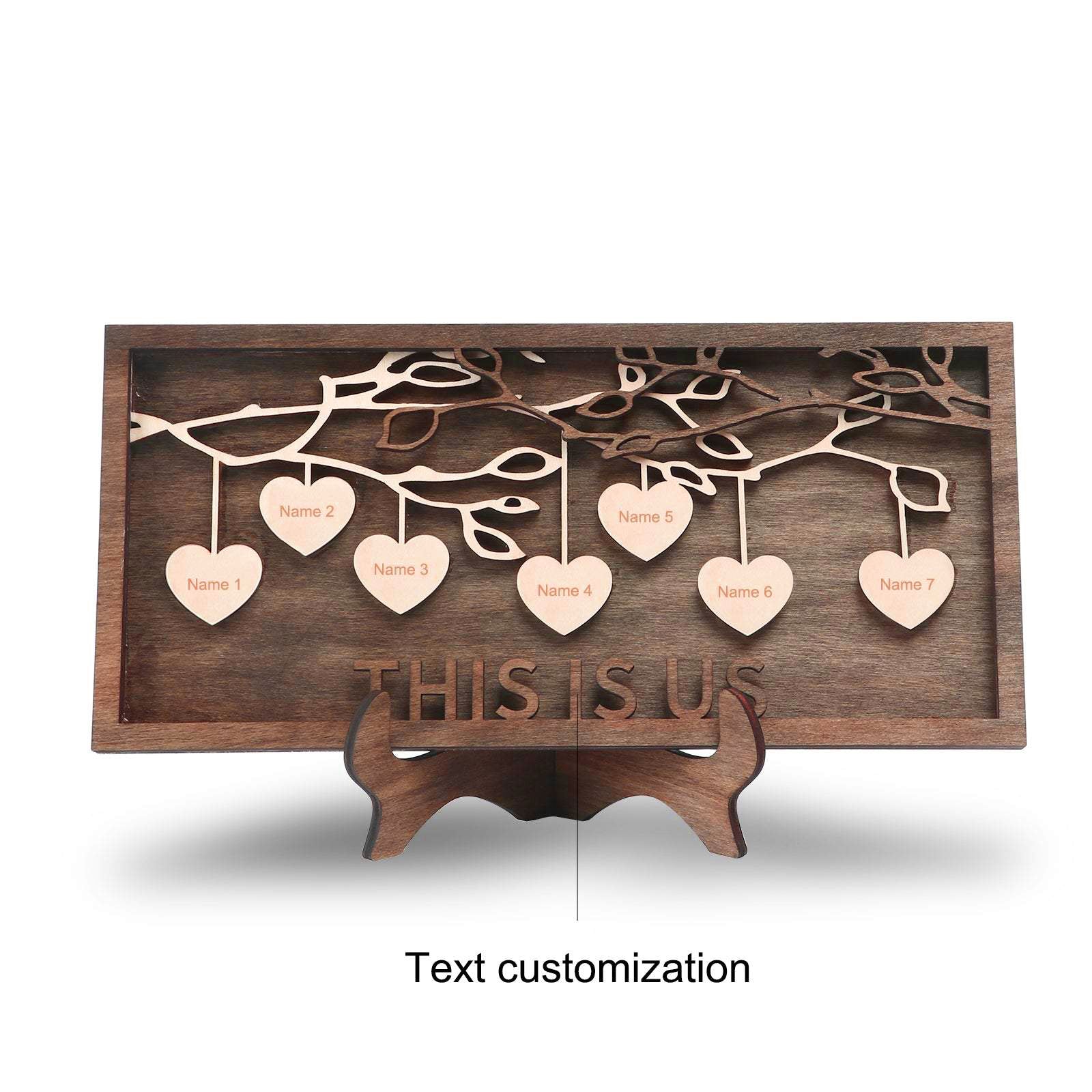 Personalized 2-14 Names Family Tree Wood Frame