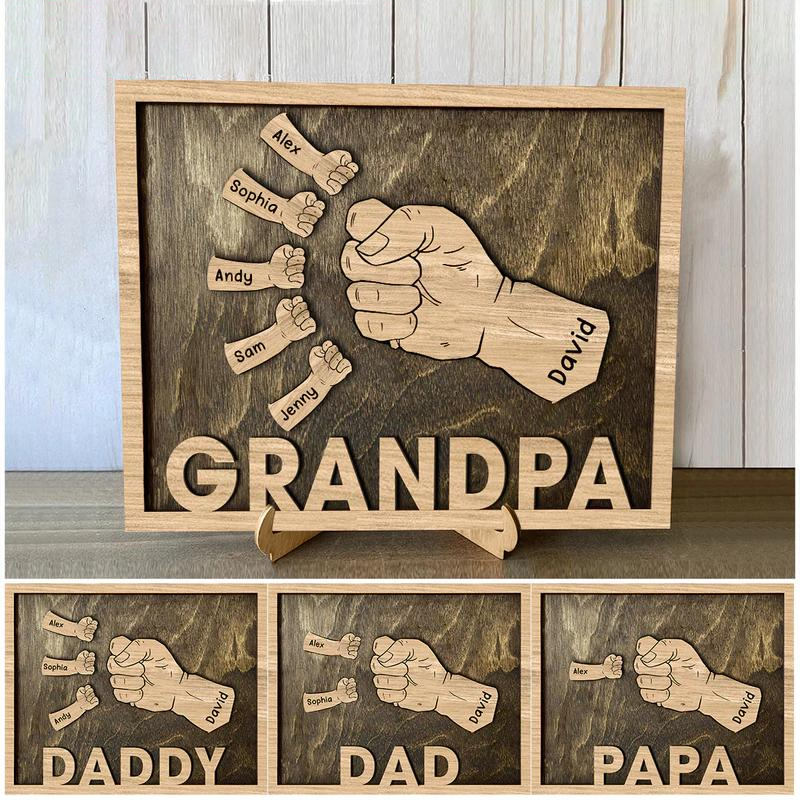 Grandpa Dad And Kids - Personalized Father's Day Home Decor Wood Frame