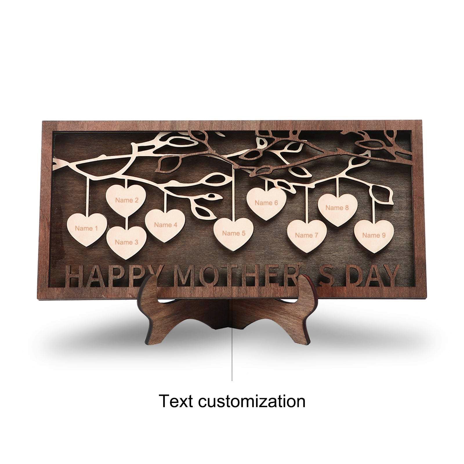 Personalized 2-14 Names Family Tree Wood Frame