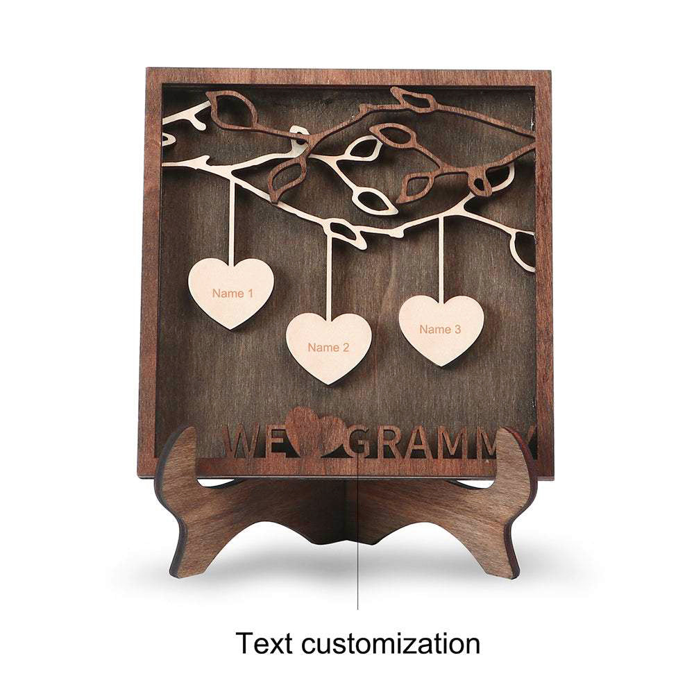 Personalized 2-14 Names Family Tree Wood Frame